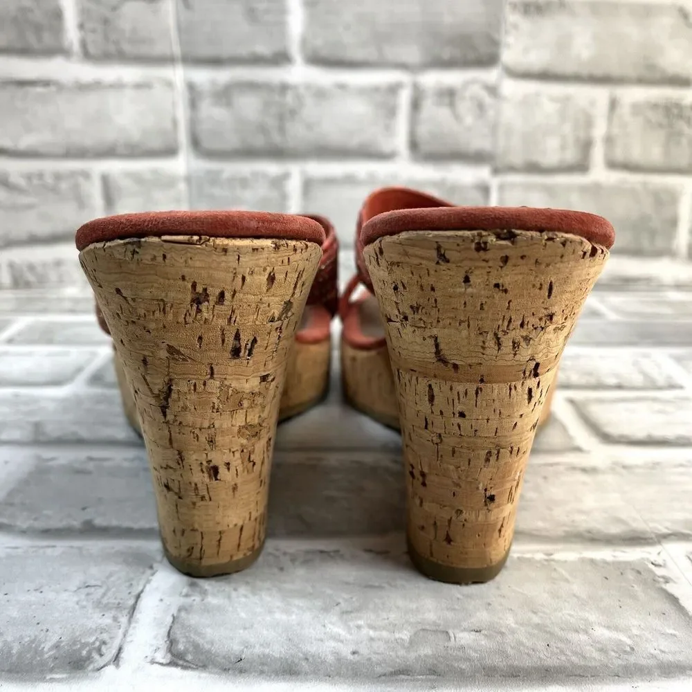 Eric Javits New York Women’s 10 Woven Wedge Crisscross Cork Sandals